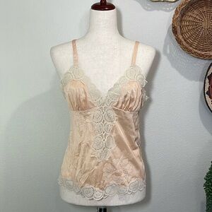 Vintage The Royal Boudoir Lace Camisole Made in The USA Peach & Cream Medium